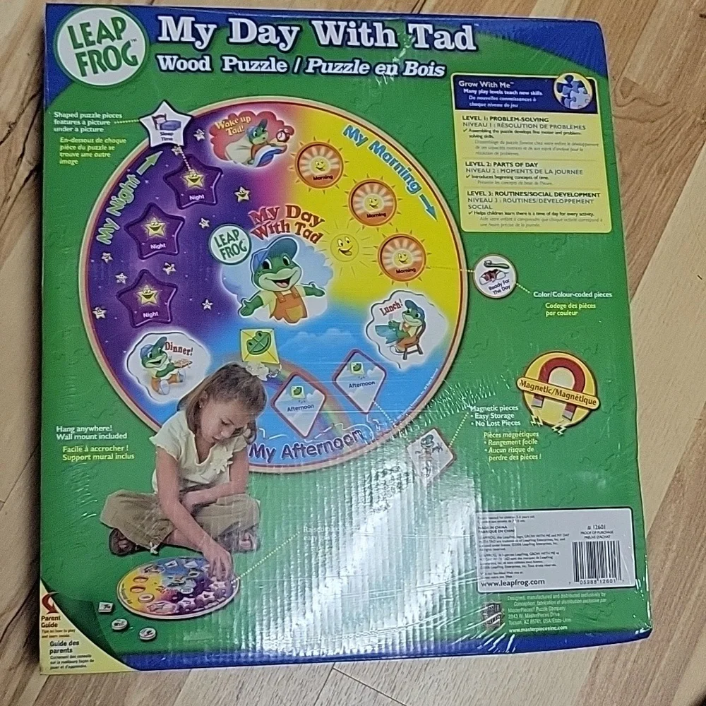 Leapfrog learning My day with tad‎ Wood Puzzle Clock Time NEW wood puzzle fun